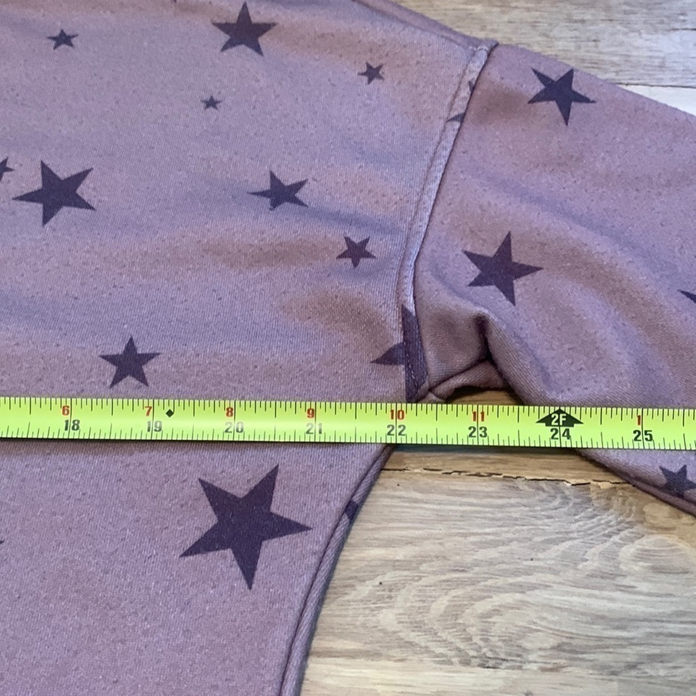 Star Patterned Crewneck Pullover Drop Shoulder Long Sleeve Sweatshirt Women’s S - Picture 9 of 12